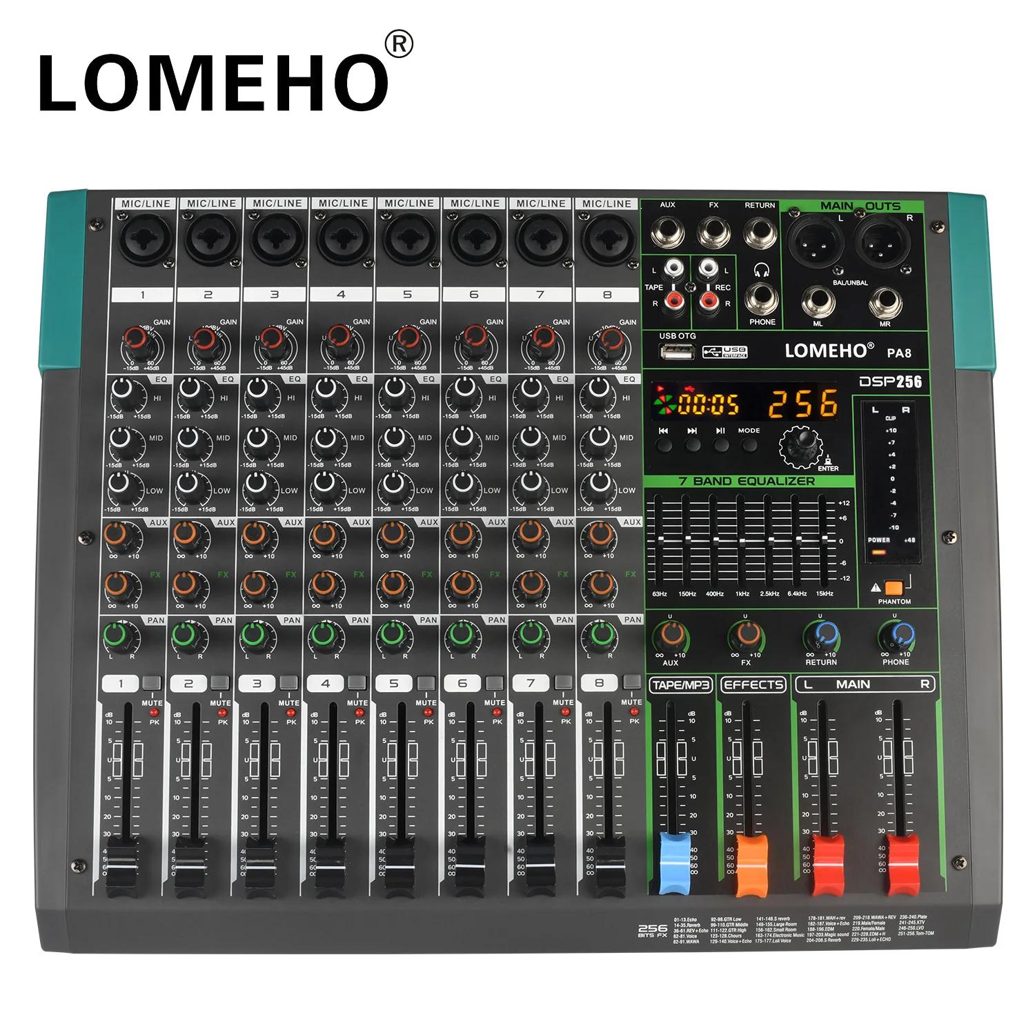LOMEHO ͽ ܼ  256  ȿ  ̺, 6/8 ä  ͼ, 48V USB , ڵ DJ Ʈѷ, PA6/8